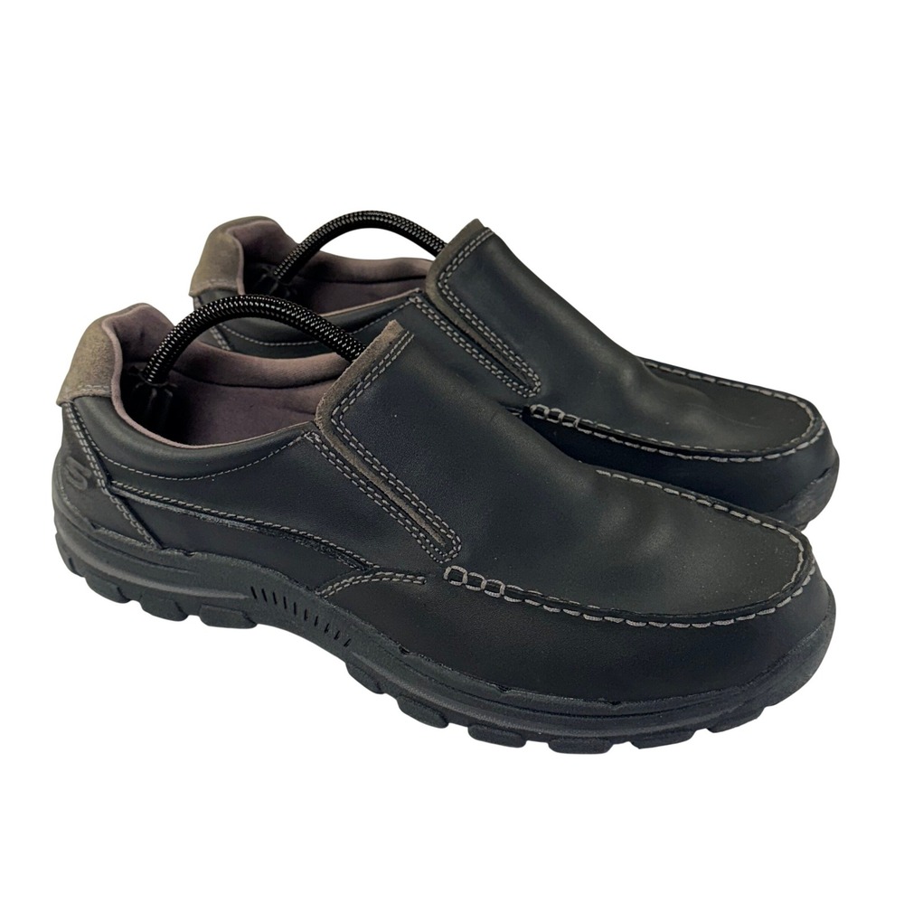 Skechers Relaxed Fit Braver-Rayland Loafers Mens 11.5 Black Leather Slip On Shoe